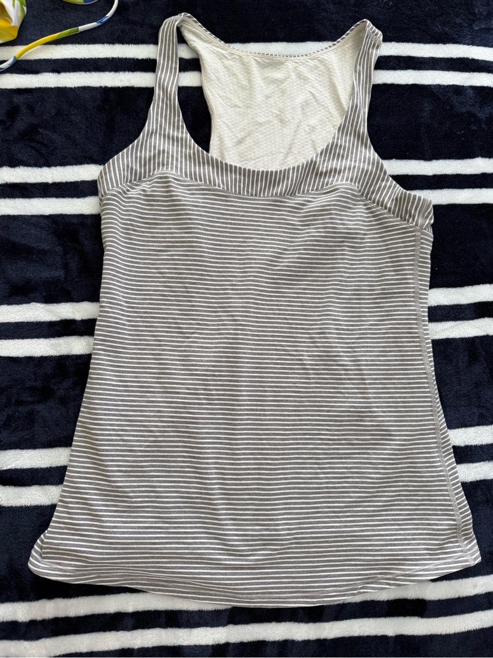 lululemon athletica Striped Scoop Neck Tank Top - Gray & White